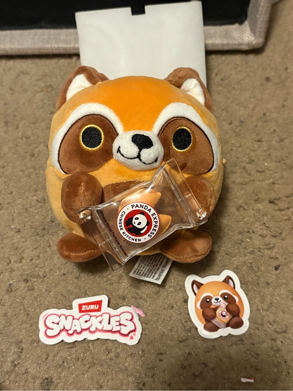 NWOT Snackles plushie with a Panda Express fortune cookie whose name is Mina